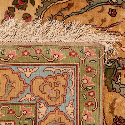 Lot 64 - An extremely fine silk and metal Thread Hereke prayer rug, Turkey