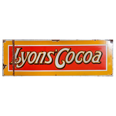 Lot 86 - An early 20th Century single sided enamel advertising sign for Lyons Cocoa