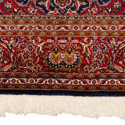 Lot 92 - A very fine silk Kashan design carpet, central Persia