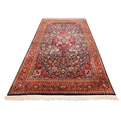 Lot 92 - A very fine silk Kashan design carpet, central Persia