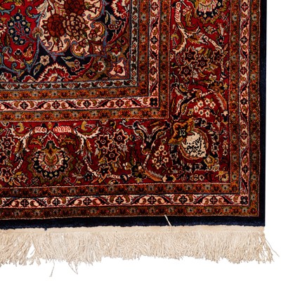 Lot 92 - A very fine silk Kashan design carpet, central Persia