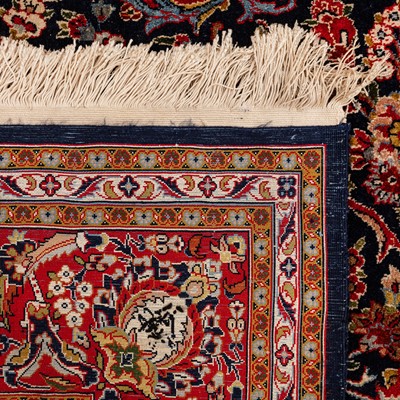 Lot 92 - A very fine silk Kashan design carpet, central Persia