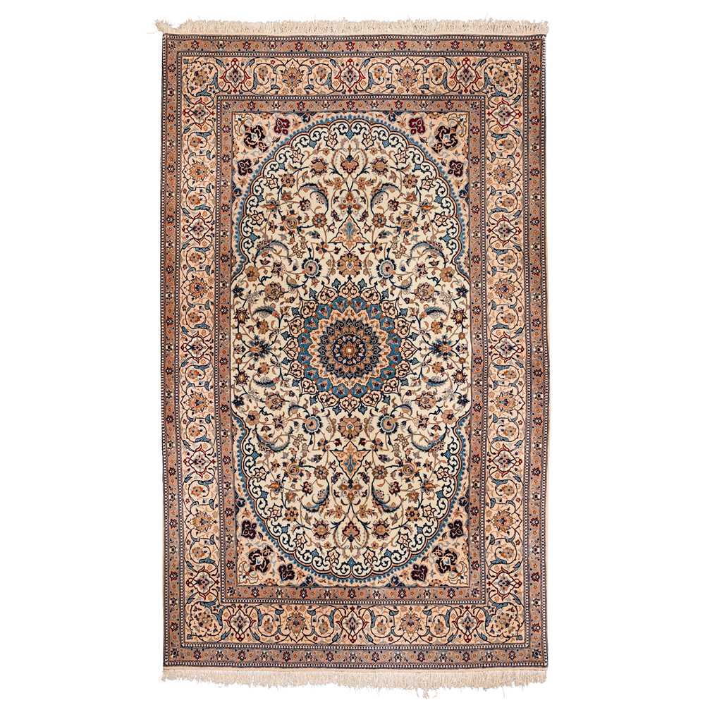 Lot 82 - An extremely fine part silk Nain rug, central Persia