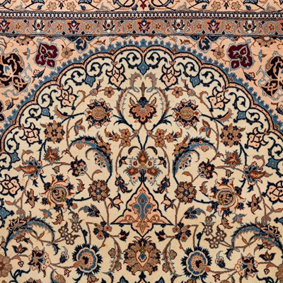 Lot 82 - An extremely fine part silk Nain rug, central Persia