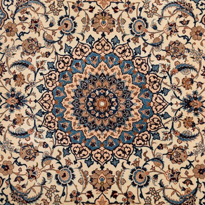 Lot 82 - An extremely fine part silk Nain rug, central Persia