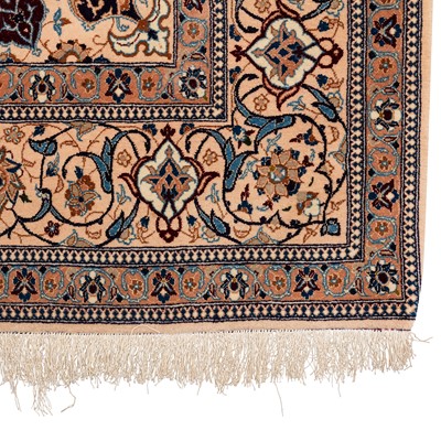 Lot 82 - An extremely fine part silk Nain rug, central Persia