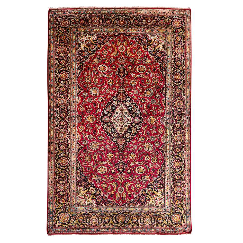 Lot 99 - A very fine silk Kashan rug, central Persia