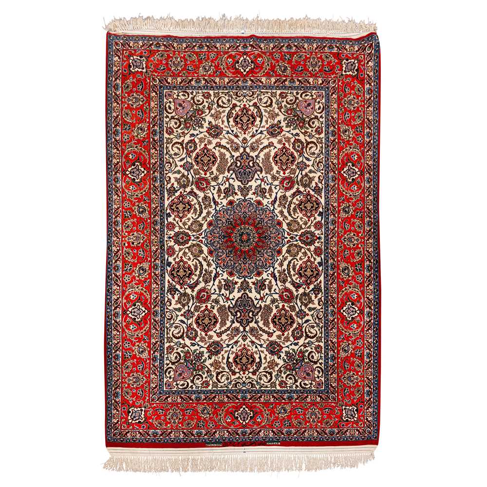Lot 85 - A very fine signed part silk Isfahan carpet, central Persia