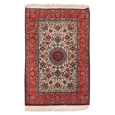 Lot 85 - A very fine signed part silk Isfahan carpet, central Persia