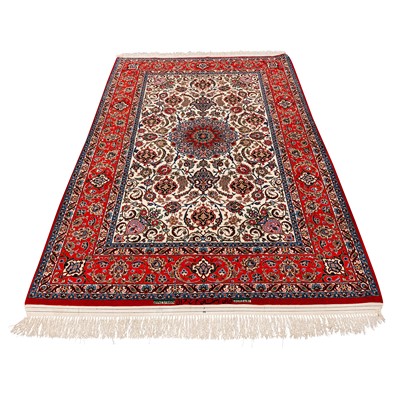 Lot 85 - A very fine signed part silk Isfahan carpet, central Persia