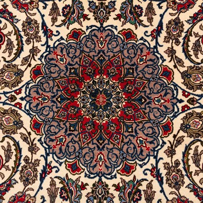 Lot 85 - A very fine signed part silk Isfahan carpet, central Persia