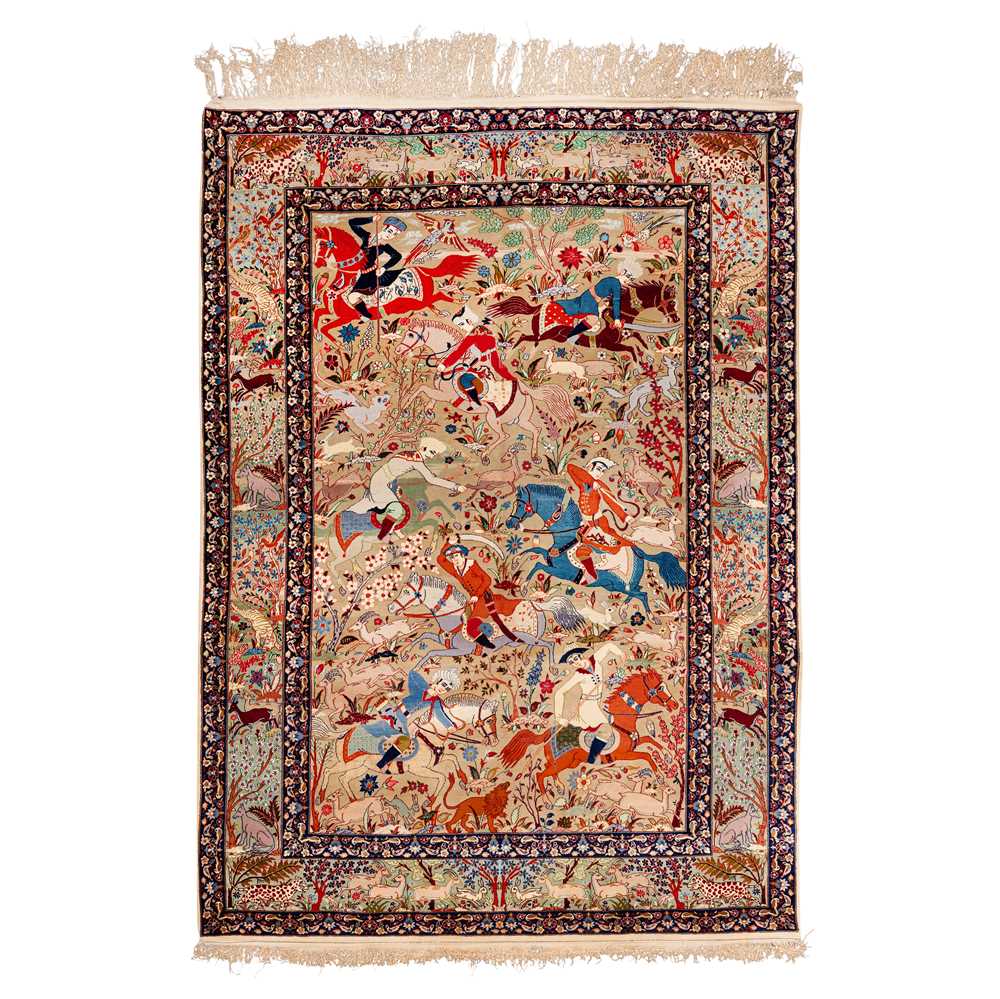 Lot 42 - An extremely fine part silk Isfahan carpet, central Persia