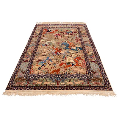Lot 42 - An extremely fine part silk Isfahan carpet, central Persia