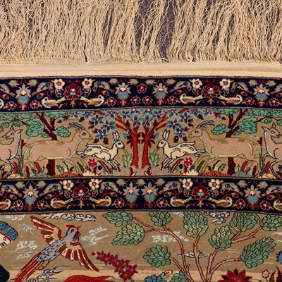 Lot 42 - An extremely fine part silk Isfahan carpet, central Persia