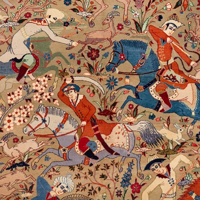 Lot 42 - An extremely fine part silk Isfahan carpet, central Persia