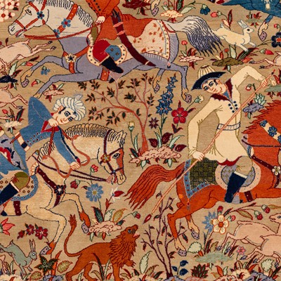 Lot 42 - An extremely fine part silk Isfahan carpet, central Persia