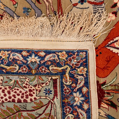 Lot 42 - An extremely fine part silk Isfahan carpet, central Persia