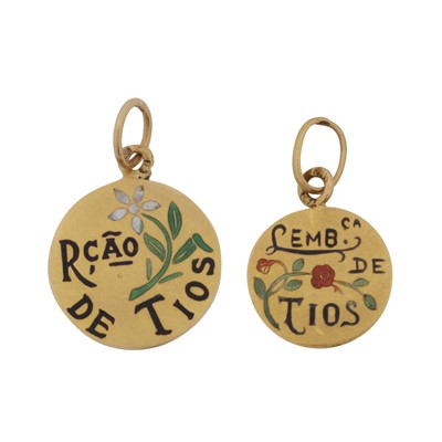 Lot 99 - Two enamelled pendants