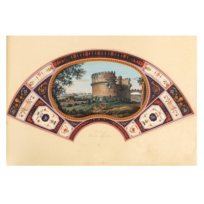 Lot 2 - An 18th century Collection of Grand Tour fan views and 19th Century British drawings and watercolours