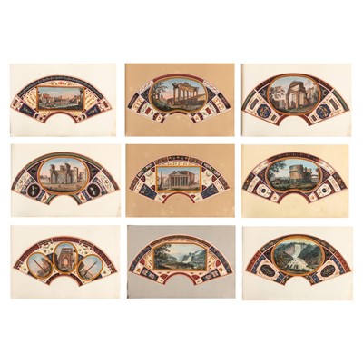 Lot An 18th century Collection of Grand Tour fan views and 19th Century British drawings and watercolours