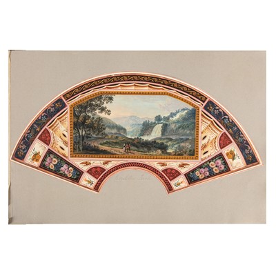 Lot 2 - An 18th century Collection of Grand Tour fan views and 19th Century British drawings and watercolours