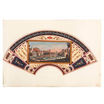 Lot 2 - An 18th century Collection of Grand Tour fan views and 19th Century British drawings and watercolours