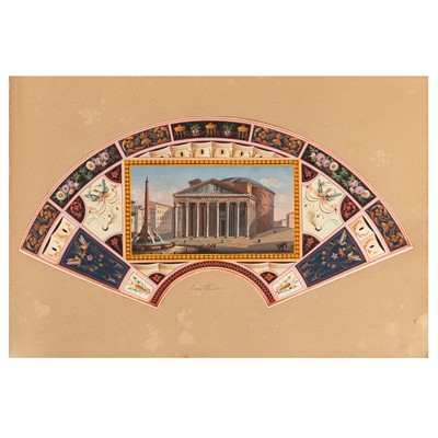 Lot 2 - An 18th century Collection of Grand Tour fan views and 19th Century British drawings and watercolours