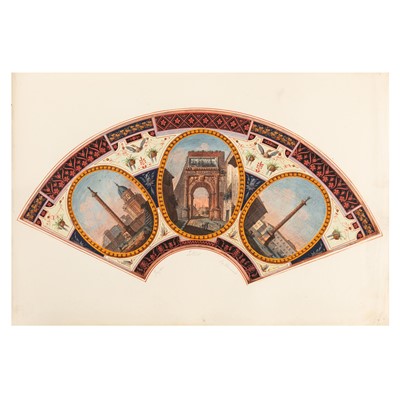 Lot 2 - An 18th century Collection of Grand Tour fan views and 19th Century British drawings and watercolours