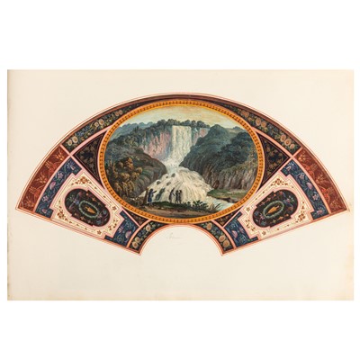 Lot 2 - An 18th century Collection of Grand Tour fan views and 19th Century British drawings and watercolours
