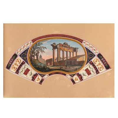 Lot 2 - An 18th century Collection of Grand Tour fan views and 19th Century British drawings and watercolours