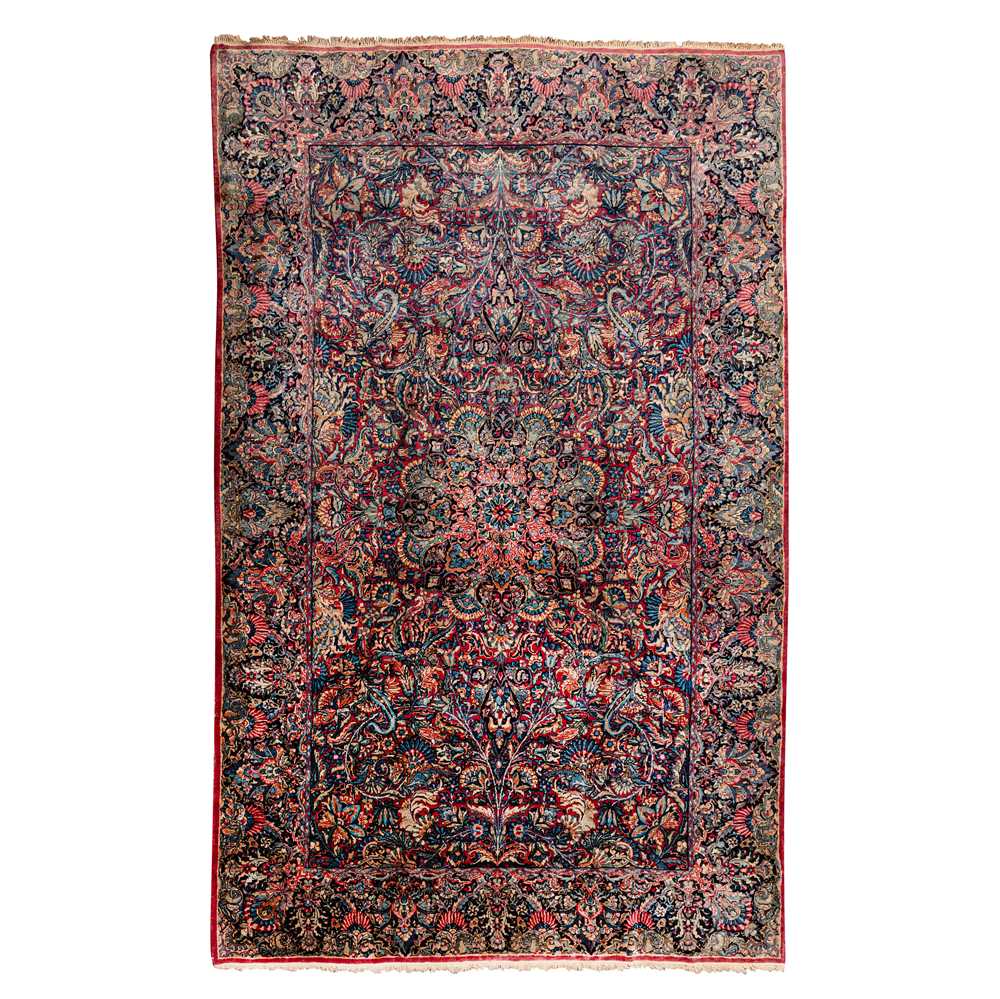 Lot 43 - A fine antique Kirman Laver carpet, south Persia