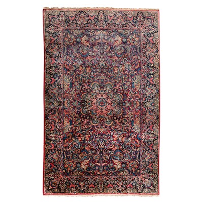 Lot 43 - A fine antique Kirman Laver carpet, south Persia