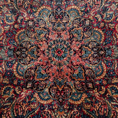 Lot 43 - A fine antique Kirman Laver carpet, south Persia