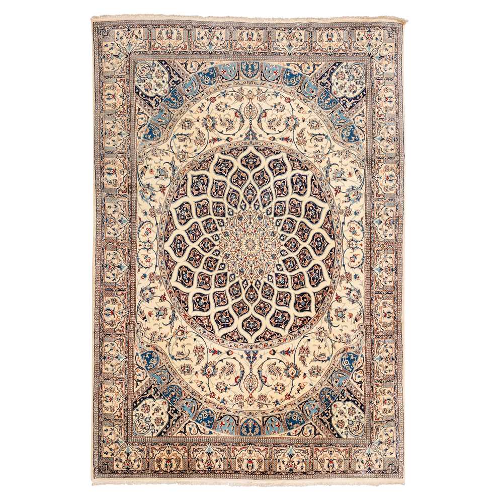 Lot 52 - A fine part silk Nain carpet, central Persia