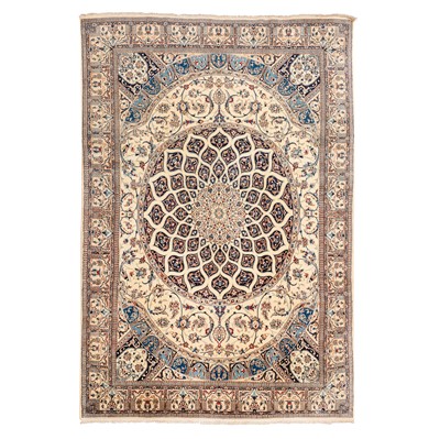 Lot 52 - A fine part silk Nain carpet, central Persia