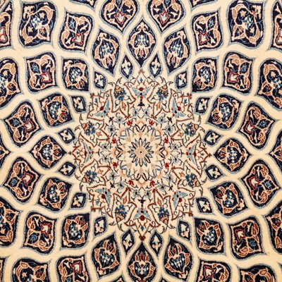 Lot 52 - A fine part silk Nain carpet, central Persia