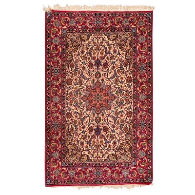 Lot 96 - An extremely fine part silk Isfahan rug, central Persia