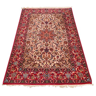 Lot 96 - An extremely fine part silk Isfahan rug, central Persia
