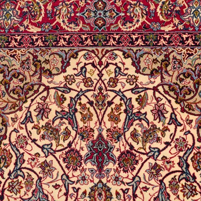 Lot 96 - An extremely fine part silk Isfahan rug, central Persia