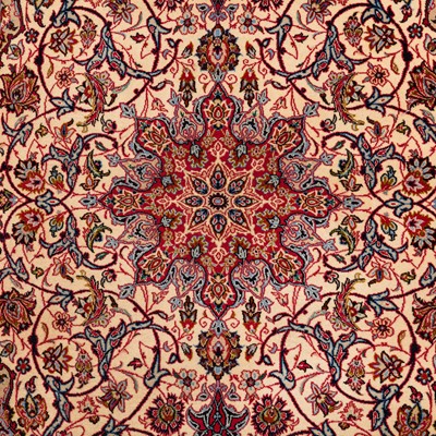 Lot 96 - An extremely fine part silk Isfahan rug, central Persia