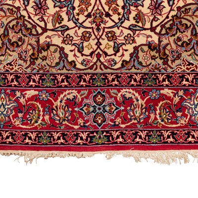 Lot 96 - An extremely fine part silk Isfahan rug, central Persia