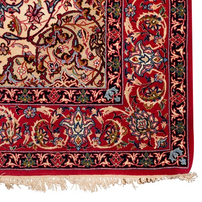 Lot 96 - An extremely fine part silk Isfahan rug, central Persia