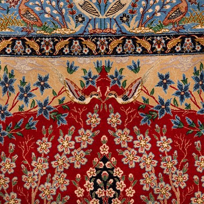 Lot 45 - An extremely fine part silk Isfahan prayer rug, central Persia