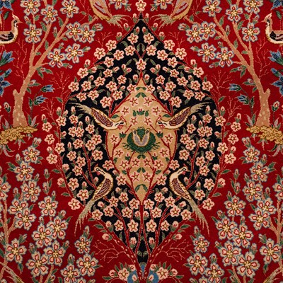Lot 45 - An extremely fine part silk Isfahan prayer rug, central Persia