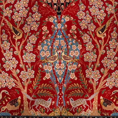 Lot 45 - An extremely fine part silk Isfahan prayer rug, central Persia