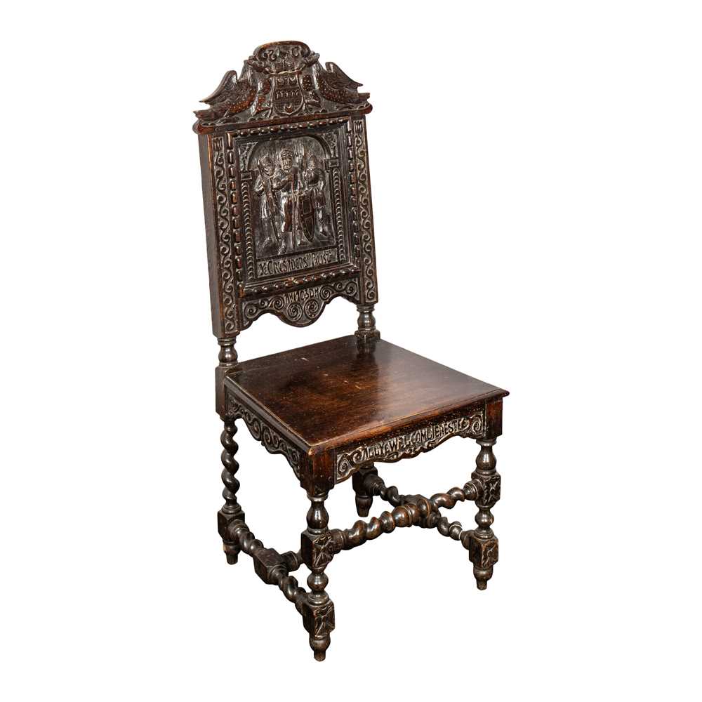 Lot 29 - A Victorian Jacobean revival oak hall chair