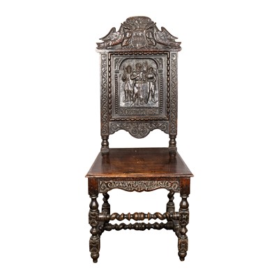 Lot 29 - A Victorian Jacobean revival oak hall chair