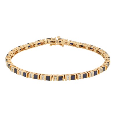 Lot 20 - A sapphire and diamond line bracelet