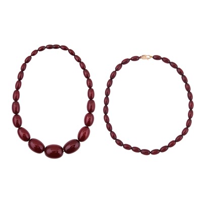 Lot 82 - Two bakelite bead necklaces