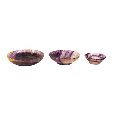 Lot 133 - A graduated group of three Blue John (Derbyshire Fluorspar) pin dishes, 19th / early 20th century